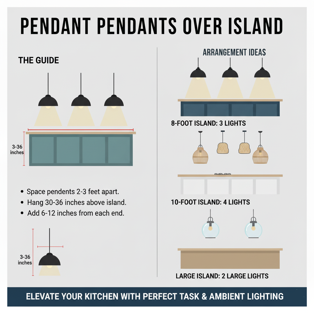 Pendant Lights Over Island