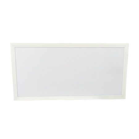 Electrician fitting an LED panel into a suspended ceiling grid opening
