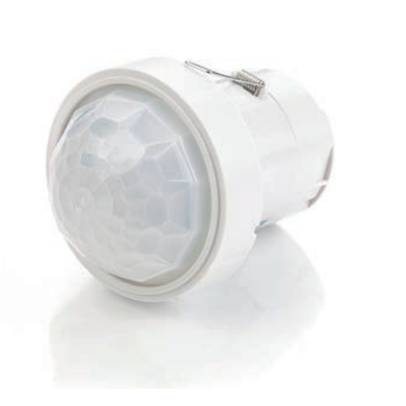Ceiling-mounted DALI PIR occupancy sensor above an office fitout