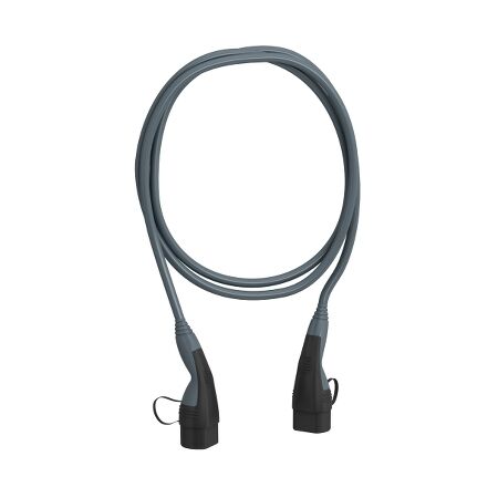 Portable Type 2 EV charging cable coiled beside a car's charging port