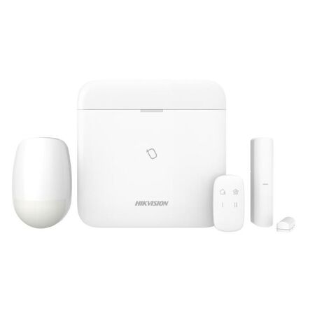 Hikvision AX Pro wireless kit with hub, PIR sensor and key fob for a no-cable tenancy retrofit install