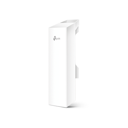 TP-Link CPE510 outdoor point-to-point wireless bridge unit mounted on a wall bracket