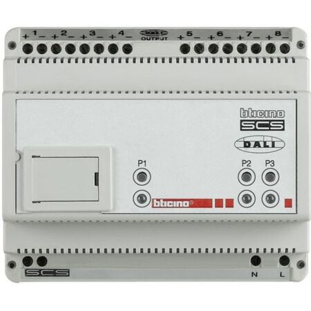 Bticino MyHOME DIN DALI controller with 8 output channels for a DIN-rail dimming board