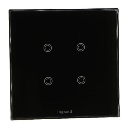 Legrand KNX touch control panel with 4 buttons and black glass plate for a hotel room entry
