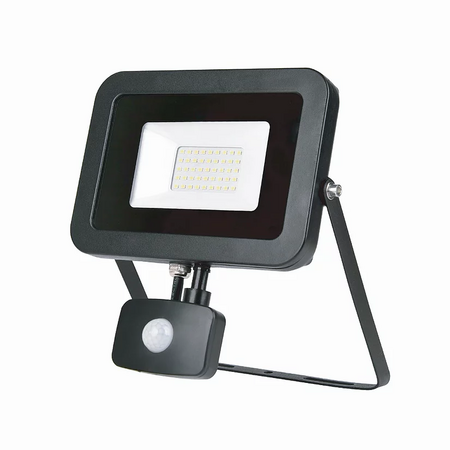 3A Lighting 30W LED floodlight with PIR sensor in black, IP65 rated