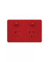 Puma - Power Point Double Pole Switched 2 Gang, 10A 250V~, Shuttered, Vandal Proof, RED  x10 - PUPP2GVPRD