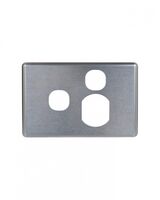 Puma - Single Horizontal Switched Socket with Extra Switch, Cover Brushed Aluminium  x10 - PUPPSW1GCBA