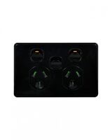Puma - Power Point Switched 2 Gang, 10A 250V~, with Extra Switch 10AX/16A  Black x5 - PUPPSW2GBK