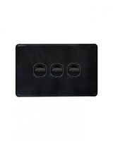 Puma - Switch Horizontal 3 Gang, 10AX/16A 250V~  Black x10 - PUSW3GBK