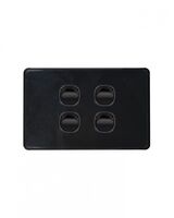 Puma - Switch Horizontal 4 Gang, 10AX/16A 250V~  Black x10 - PUSW4GBK
