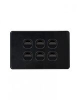 Puma -u00a0Switch Horizontal 6 Gang, 10AX/16A 250V~  Black x5 - PUSW6GBK