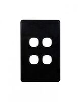 Puma - Switch Plate Vertical 4 Gang (Less Mech)  Black x10 - PUSWPV4GBK