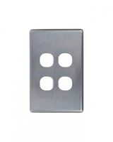 Puma -u00a0Switch Vertical 4 Gang, 10AX/16A 250V~  Brushed Aluminium Cover x10 - PUSWPV4GCBA