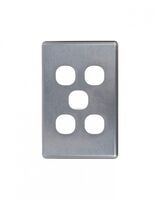 Puma.-u00a0Switch Vertical 5 Gang, 10AX/16A 250V~  Brushed Aluminium Cover x5 - PUSWPV5GCBA