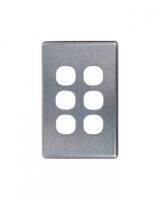 Puma - Switch Vertical 6 Gang, 10AX/16A 250V~  Brushed Aluminium Cover x5 - PUSWPV6GCBA