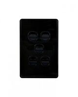 Puma.-u00a0Switch Vertical 5 Gang, 10AX/16A 250V~  Black x5 - PUSWV5GBK