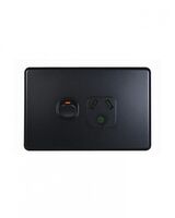 Flat Cat - Power Point Switched 1 Gang Slim 10A 250V with Round Earth  Matt Black x10 - FLPP1GLMBK