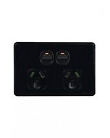 Flat Cat - Power Point Switched 2 Gang 10A 250V~  Black x10 - FLPP2GBK