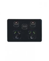 Flat Cat -u00a0Power Point Switched 2 Gang 10A 250V~ With Removable Extra Switch 16AX/20A  Black x5 - FLPPSW2GBK