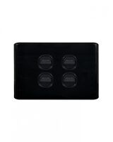 Flat Cat -u00a0Switch Horizontal 4 Gangu00a010AX/16A 250V~  Black x10 - FLSW4GBK