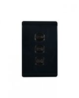 Leopard - Switch Vertical 3 Gang, 16AX/20A 250V~  Black x10 - LESWV3GBK