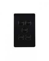 Leopard - Switch Vertical 5 Gang, 16AX/20A 250V~  Black x5 - LESWV5GBK