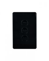 Puma - Switch Vertical 3 Gang, 10AX/16A 250V~  Black x10 - PUSWV3GBK