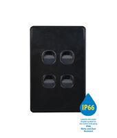 Puma -u00a0Switch Vertical 4 Gang 10AX 250V~ IP66  Black x10 - PUSWV4G66BK