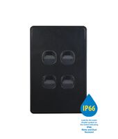Puma -u00a0Switch Vertical 4 Gang 10AX 250V~ IP66  Matt Black x10 - PUSWV4G66MBK