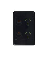 Cougar - Power Point Switched Vertical 2 Gang, 10A 250V~  Black x5 - COPPV2GBK