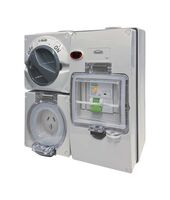 Buffalo -u00a0Combination Switched Socket IP66 15A 250V ac 3 Flat Pin with RCD 30mA Protection On BUBB4G with Neon Indicator  x1 - BUC315RC30N