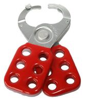 Standard Scissor Hasp with Anti-Twist Protection | 6 Padlock Holes | Hardened Steel | Silver/Red by Cirlock