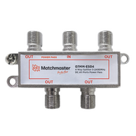4 Way Splitter 'F' Type 5-2400MHz Power Pass All Ports (Bag)