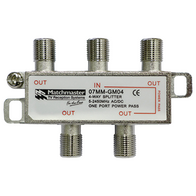 4 Way ‘F’ Type Splitter 5-2450MHz AC/DC One Port Power Pass