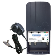 Power Passing Masthead Amplifier VHF/UHF 34dB with 4G/5G Filter and Power Supply