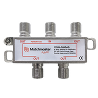 4 Way ‘F’ Type Splitter 5-2400MHz DC All Ports Power Pass