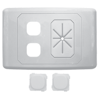 2 Way Outlet Plate with Cable Management including 2 Blank Inserts