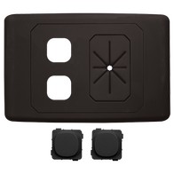2 Gang Outlet Plate with Cable Management (Black)