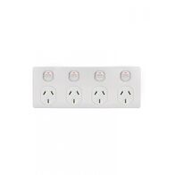 Puma - 4 Gang Fixed Power Point Double Pole 10A  Matt White x15 - PUBIG4MW