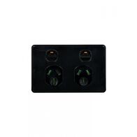 Puma - Power Point Switched 2 Gang, 15A 250V~  Black x10 - PUPP152GBK
