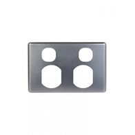 Puma - Power Point Switched 2 Gang Cover Brushed Aluminium  x10 - PUPP2GCBA