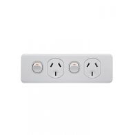 Puma -u00a0Power Point Switched 2 Gang, Skirting Mount, 10A 250V~  - PUPP2GSK