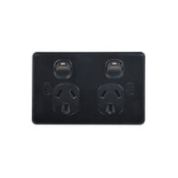 Puma - Power Point Switched 2 Gang Double Pole Shuttered 10A 250V Vandal Proof  Black x10 - PUPP2GVPBK