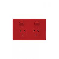 Puma - Power Point Double Pole Switched 2 Gang, 10A 250V~, Shuttered, Vandal Proof, RED  x10 - PUPP2GVPRD