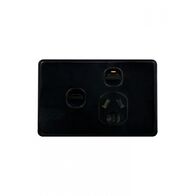 Puma - Power Point Switched 1 Gang, 10A 250V~, with Extra Switch 10AX/16A  Black x5 - PUPPSW1GBK