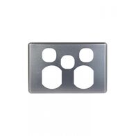 Puma - Twin Horizontal Switched Socket with Extra Switch, Cover Brushed Aluminium  x10 - PUPPSW2GCBA