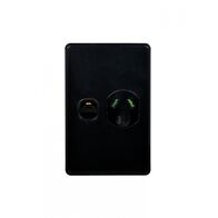 Puma - Power Point Switched Vertical 1 Gang, 10A 250V~  Black x5 - PUPPV1GBK