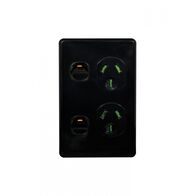 Puma - Power Point Switched Vertical 2 Gang, 10A 250V~  Black x5 - PUPPV2GBK