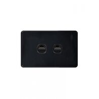 Puma -u00a0Switch Horizontal 2 Gang, 10AX/16A 250V~  Black x10 - PUSW2GBK