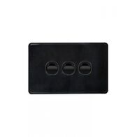 Puma - Switch Horizontal 3 Gang, 10AX/16A 250V~  Black x10 - PUSW3GBK